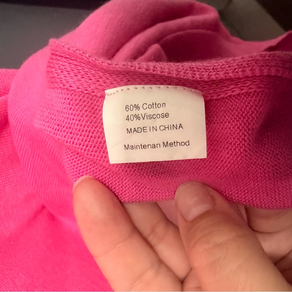 NOC Color Block Pink Knit Oversized Top Resort Swim Cover Up Coquette Y2K Size L - Picture 7 of 7